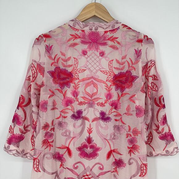 Soft Surroundings Palisade Topper Floral Embroidered Duster Cardigan Jacket - Picture 8 of 12